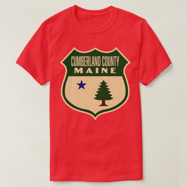 Camiseta Berland County Maine Retro Pine Tree Shield Green (Frente do Design)