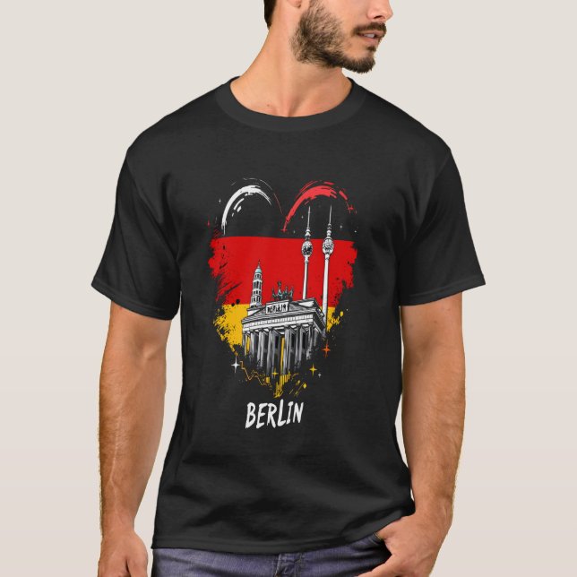 Camiseta Berlim Alemanha Coração Bandeira (Frente)