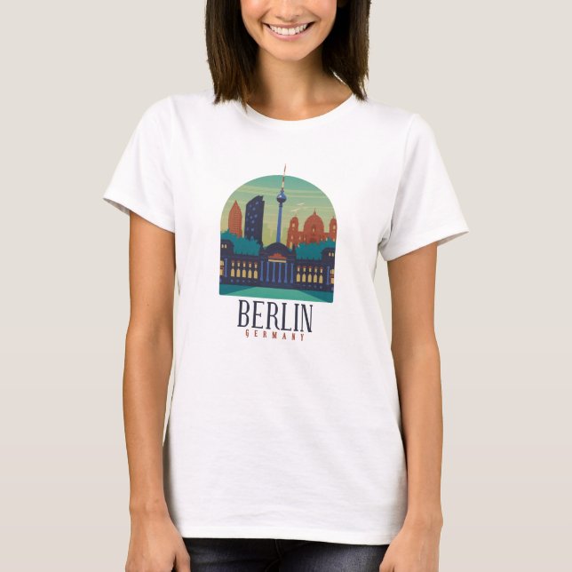 Camiseta Berlim Alemanha Skyline Women T Shirt (Frente)