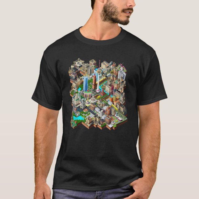 Camiseta Berlin 90s Retro Video Game City Building Map Game (Frente)