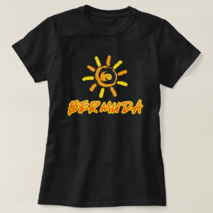 Camiseta Bermuda amarelo brilhante e laranja