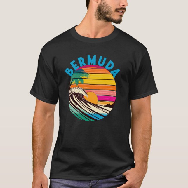 Camiseta Bermuda Retro 1980s Style Beach (Frente)