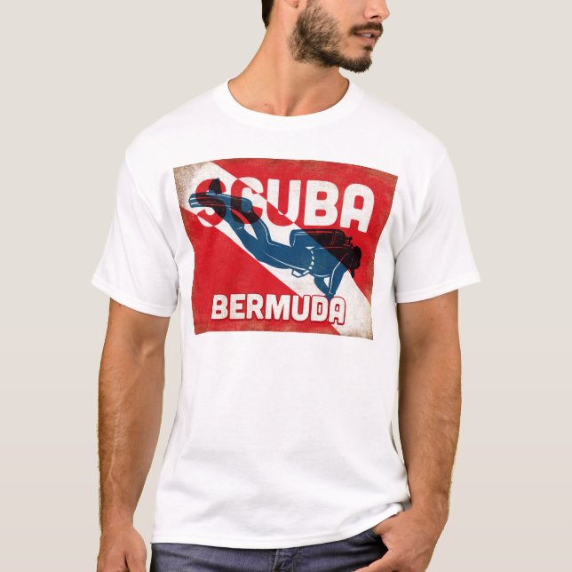 Camiseta Bermuda Scuba Diver - Blue Retro (Frente)