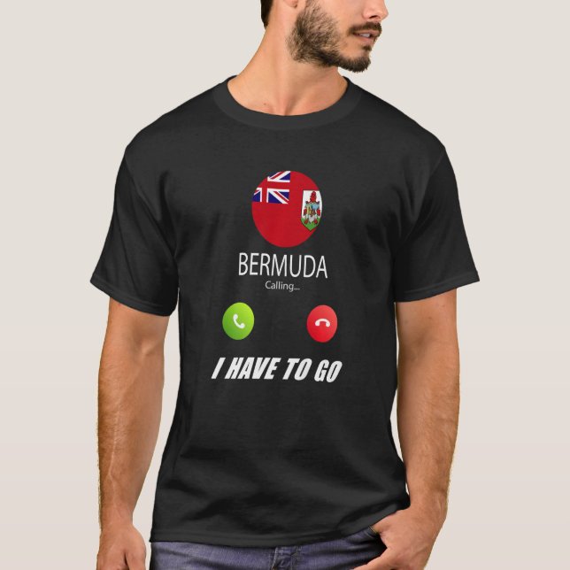 Camiseta Bermudas Flag Souvenir Bermuda Está Chamando O Cha (Frente)