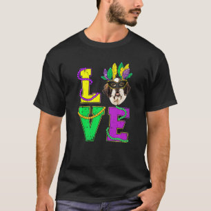 Camiseta Bernard Dog I Love Puppy Mardi Gras Men Mulheres C