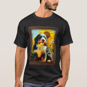 Camiseta Bernedoodela Pintura Flor de Girassol Mãe Mulheres