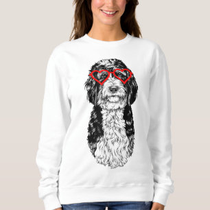 Camiseta Bernedoodle Dia de os namorados Doodle Cachorro Ca