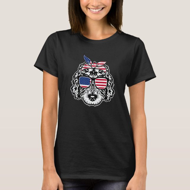 Camiseta Bernedoodle Dog Bernedoodle USA Flag (Frente)