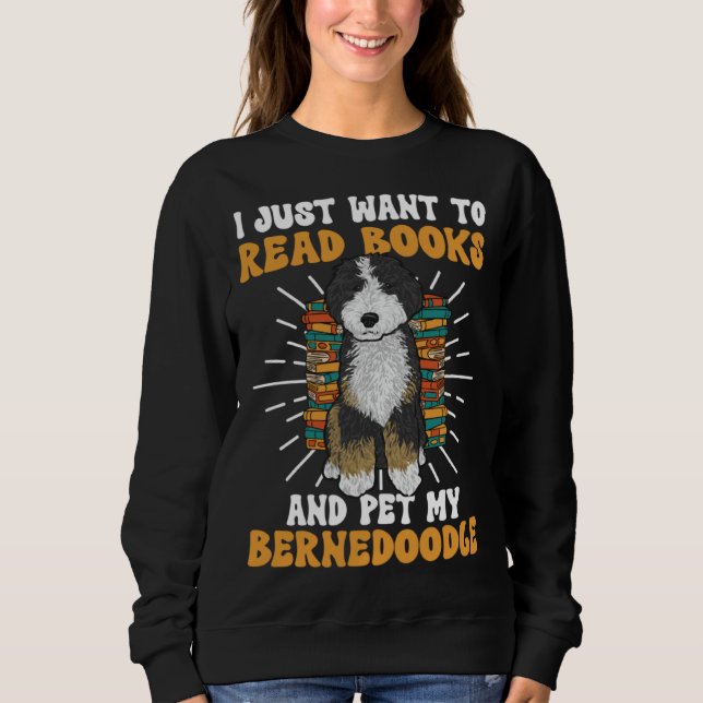 Camiseta Bernedoodle Dog Reading Books Bernedoodle (Frente)