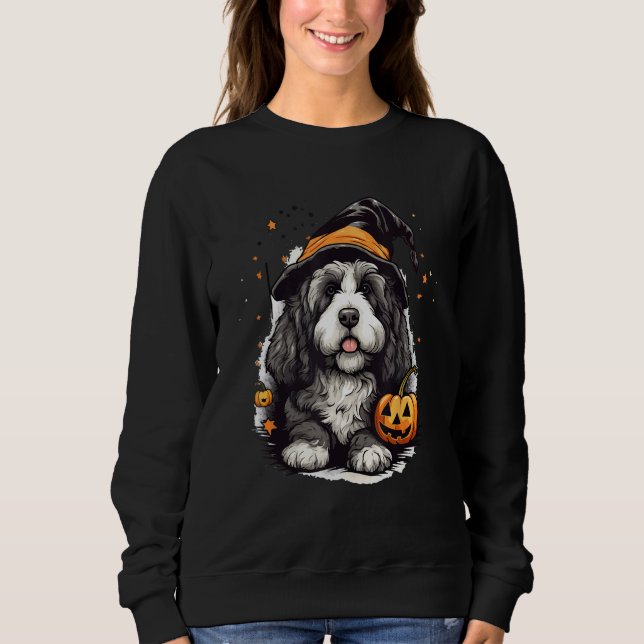 Camiseta Bernedoodle Halloween Cute e Spookle Doodle Dog 2 (Frente)