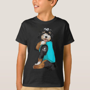 Camiseta Bernedoodle I Love Pai Tattoo Roupa, Pai De Cão