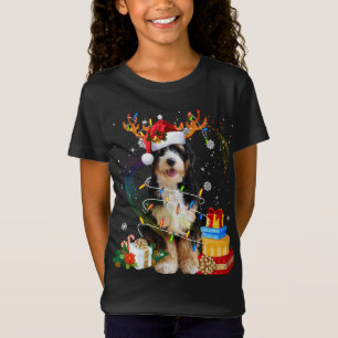 Camiseta Bernedoodle Reindeer De Natal Luz Engraçada Cachor