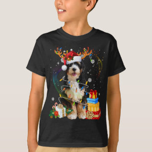 Camiseta Bernedoodle Reindeer De Natal Luz Engraçada Cachor