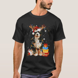 Camiseta Bernedoodle Reindeer De Natal Luz Engraçada Cachor