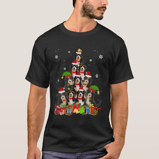 Camiseta Bernedoodle Tree Engraçado Cachorro Sobrecarregado (Frente)