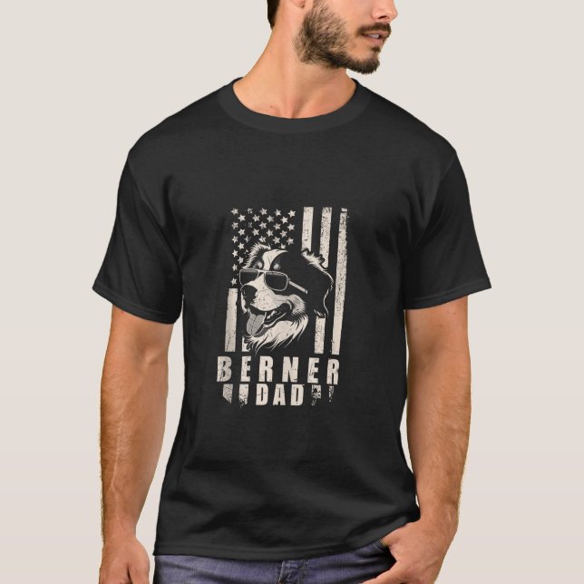 Camiseta Berner Dog Pai American Flag Presentes para Melhor (Frente)