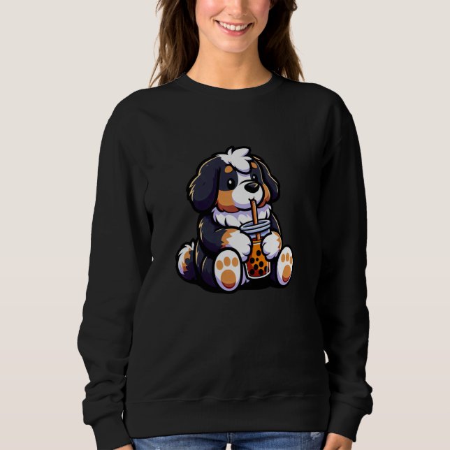 Camiseta Bernese Mountain Bubble Tea Dog Funny Boba (Frente)