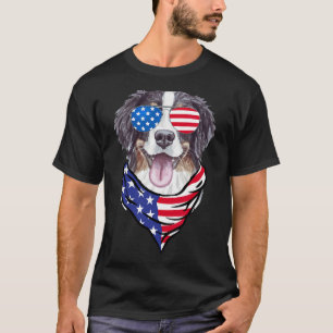 Camiseta Bernese Mountain Dog American Flag Gles 4th
