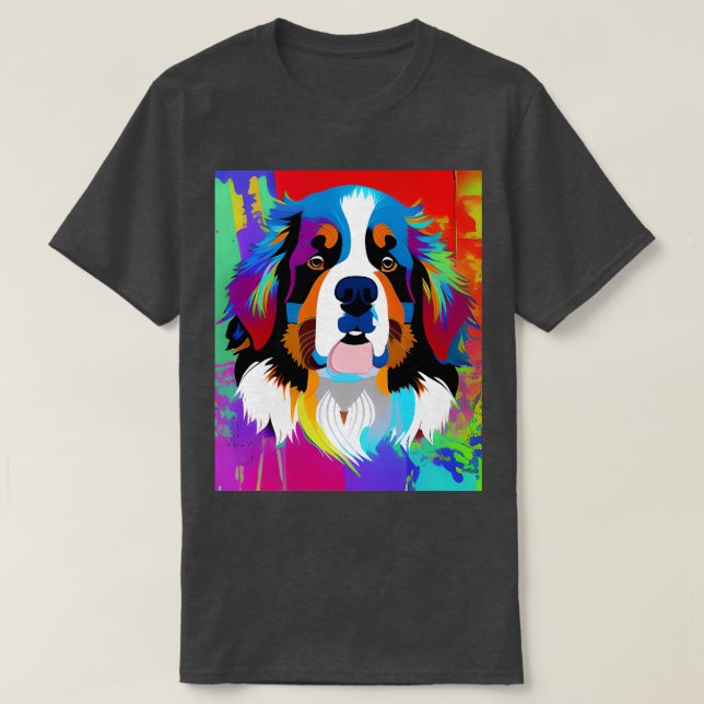 Camiseta Bernese Mountain Dog Colorida Style Art (Frente do Design)