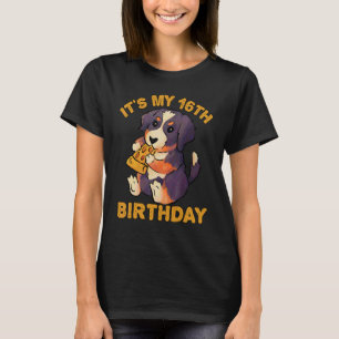 Camiseta Bernese Mountain Dog Comendo Pizza É o meu 16º Bir