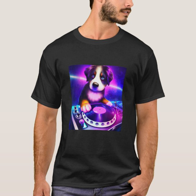Camiseta Bernese Mountain dog DJ Vaporwave Aestético Boys (Frente)
