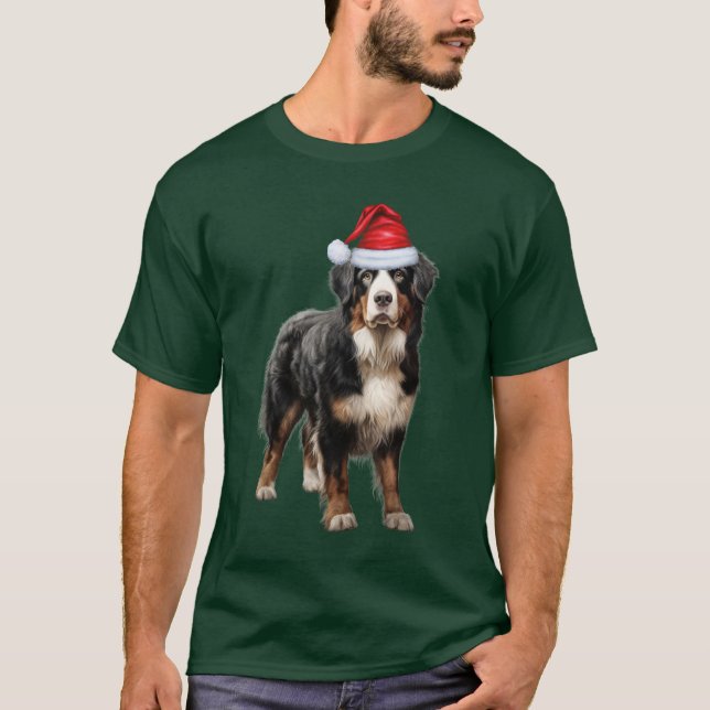 Camiseta Bernese Mountain Dog Feliz Natal (Frente)
