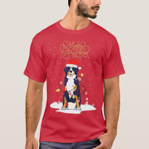 Camiseta Bernese Mountain Dog Feliz Natal Berner Xmas C