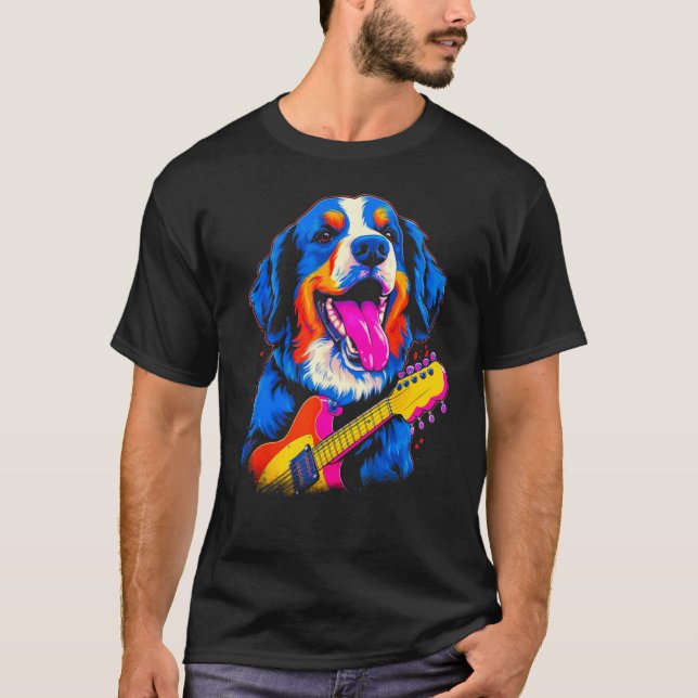 Camiseta Bernese Mountain Dog Guitar (Frente)