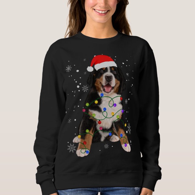 Camiseta Bernese Mountain Dog Ilumina Fama de Natal (Frente)