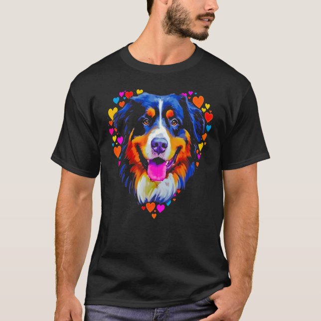 Camiseta Bernese Mountain Dog Love Hearts (Frente)