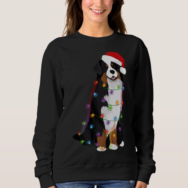 Camiseta Bernese Mountain Dog Natal Luzes Xmas Cachorro Lov (Frente)