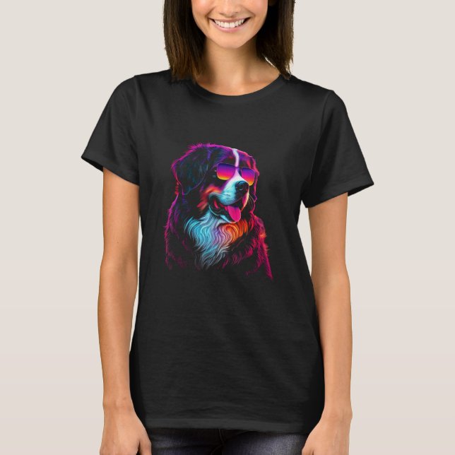 Camiseta Bernese Mountain Dog owner Vaporwave Notorious DJ (Frente)