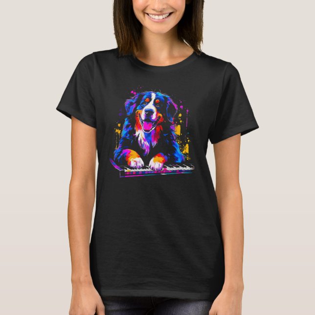 Camiseta Bernese Mountain Dog Pianist (Frente)