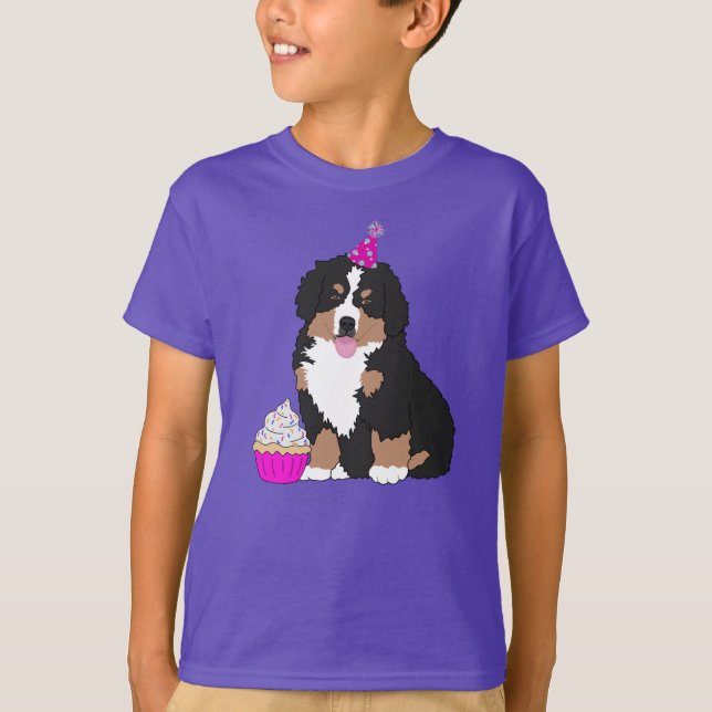 Camiseta Bernese Mountain Dog Puppy Aniversário (Frente)