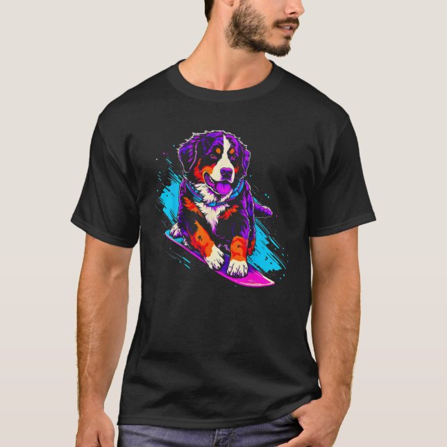 Camiseta Bernese Mountain Dog Snowboarding (Frente)