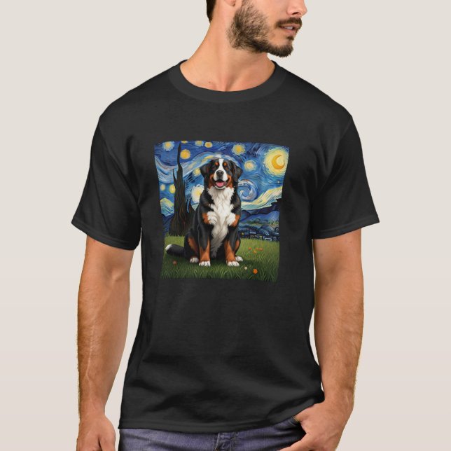 Camiseta Bernese Mountain Dog Starry Night Dog Gift (Frente)