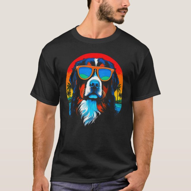 Camiseta Bernese Mountain Dog Sunglasses Summer (Frente)