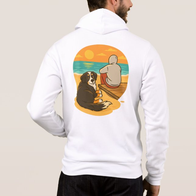 Camiseta Bernese Mountain Dog Sunset Beach Companion (Verso)