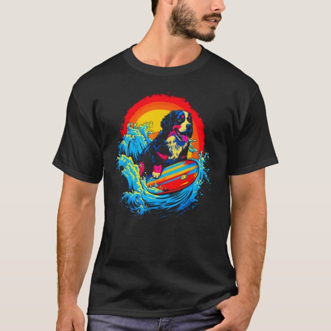 Camiseta Bernese Mountain Dog Surf (Frente)
