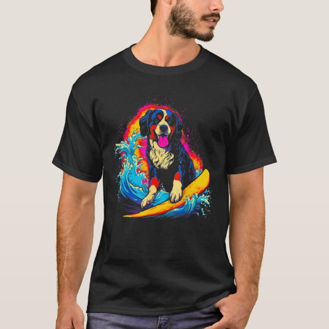 Camiseta Bernese Mountain Dog Surfer (Frente)