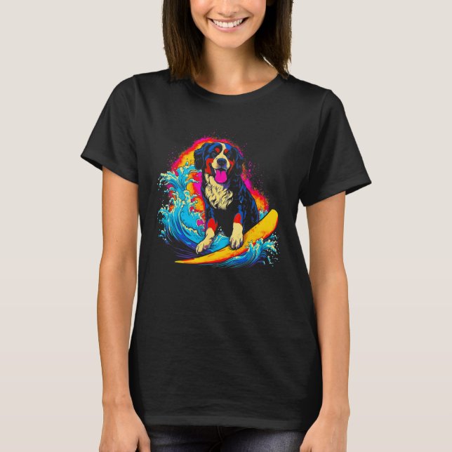 Camiseta Bernese Mountain Dog Surfer (Frente)