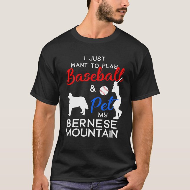 Camiseta Bernese Mountain Funny Baseball Proprietário de Ca (Frente)