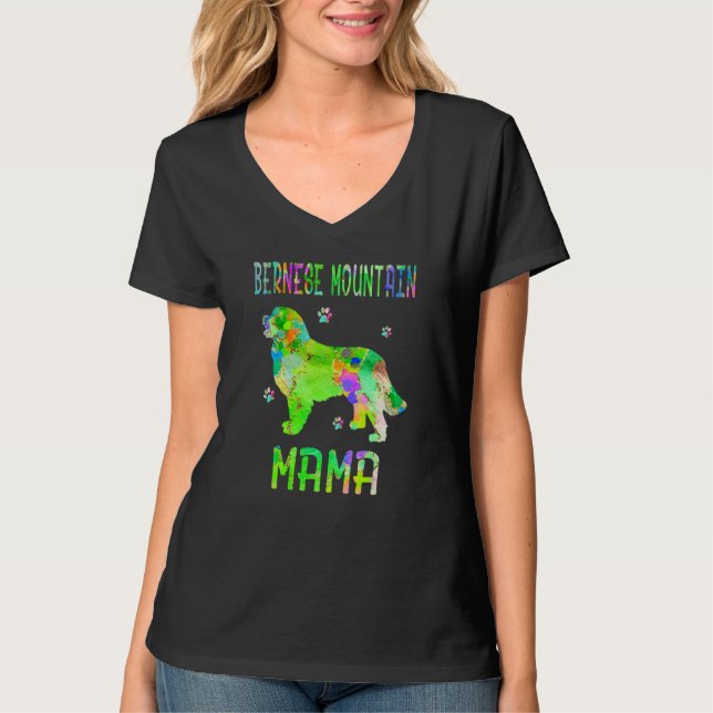 Camiseta Bernese Mountain Mama Cachorro Colorido Mãe (Frente)