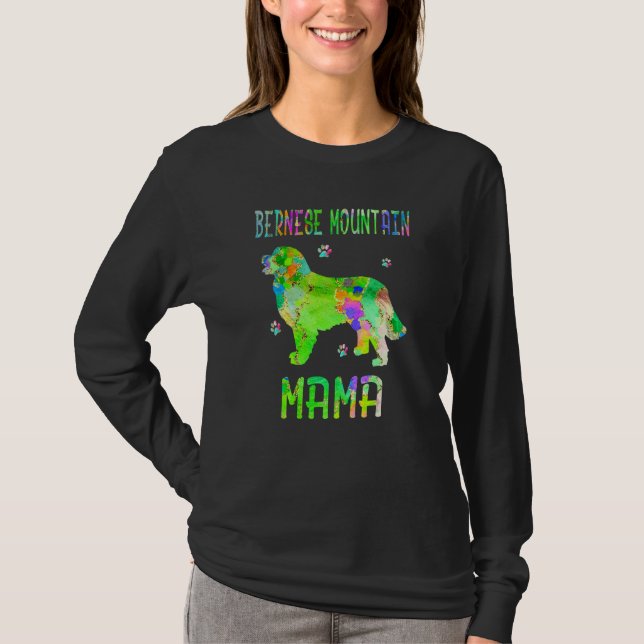 Camiseta Bernese Mountain Mama Cachorro Colorido Mãe (Frente)