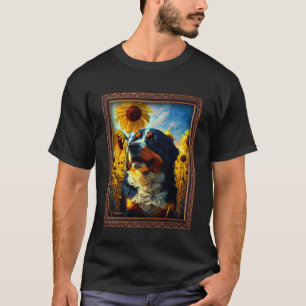Camiseta Bernese Mountain Painting Sunflower Mãe Wom