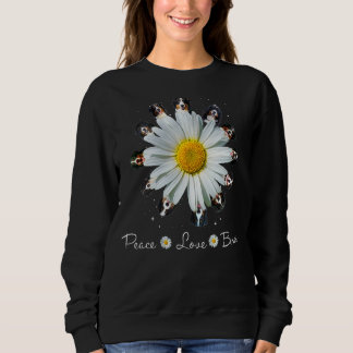Camiseta Bernese Peace Love Daisy Dog Mãe Cães Berneses