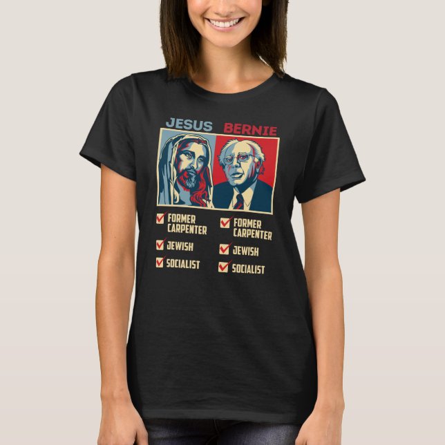 Camiseta Bernie for President 2020 Jesus Religious (Frente)
