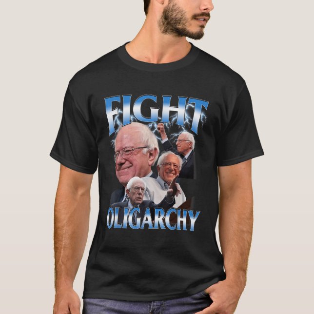 Camiseta Bernie Sanders Engraçado Lança Oligarchy (Frente)