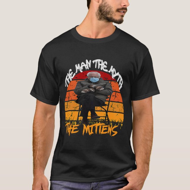 Camiseta Bernie Sanders Mittens Meme Inauguração Homem Mito (Frente)