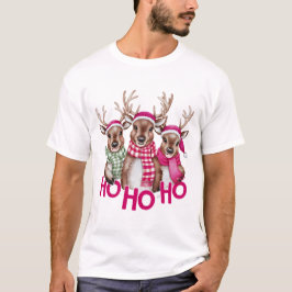 Camiseta Berrendas de Aquarela de Natal e HO HO